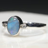 Australian Solid Boulder Opal and Diamond Silver Ring - Size 5 Code - RS78