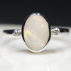 Australian Solid Boulder Opal and Diamond Silver Ring - Size 8 Code - SRD62