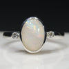 Australian Solid Boulder Opal and Diamond Silver Ring - Size 8 Code - SRD62