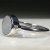 Australian Solid  Opal and Diamond Silver Ring - Size 8.25 Code - RS66