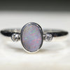 Natural Australian Solid Boulder Opal Silver and Diamond Ring