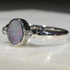 Australian Solid Boulder  Opal and Diamond Silver Ring - Size 6 Code - RS77