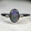 Australian Solid Boulder Opal and Diamond Silver Ring - Size 6 Code - RS89