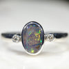 Natural Australian Opal Silver and Diamond Ring