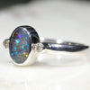 Queensland Solid Boulder Opal Silver and Diamond Ring