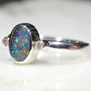 Sterling Silver-Solid Natural Opal- Natural Diamonds