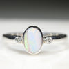 Australian Solid Boulder Opal and Diamond Silver Ring - Size 5 Code - RS76