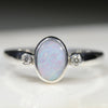 Boulder Opal and Diamond Silver Ring