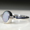 Australian Solid Boulder Opal and Diamond Silver Ring - Size 5.5 Code - RS68