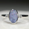 Natural Australian Boulder Opal Silver and Diamond Ring