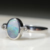 Sterling Silver- Natural Solid Opal- Natural Diamonds