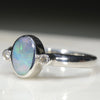 Australian Solid Boulder Opal and Diamond Silver Ring - Size 5.25 Code - RS63