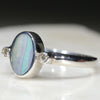 Sterling Silver-Natural Solid Opal- Natural Diamonds