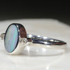 Australian Solid Boulder Opal and Diamond Silver Ring - Size 6.5 Code - RS45