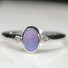 Natural Australian Solid Boulder Opal Silver Ring with Diamonds