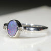 Sterling Silver- Natural Solid Opal-natural Diamonds- 