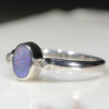 Australian Solid Boulder Opal and Diamond Silver Ring - Size 4.5 Code - RS47