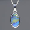 Natural Australian Boulder Opal Silver Pendant with Silver Chain (11.5mm x 7mm)  Code -SD178