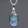 Natural Australian Boulder Opal Silver Pendant with Silver Chain (11.5mm x 7mm)  Code -SD178
