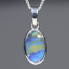 Natural Australian Boulder Opal Silver Pendant with Silver Chain (11.5mm x 7mm)  Code -SD178