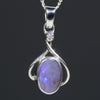 Natural Australian Solid Boulder Opal Silver Pendant with Diamond