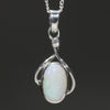 Natural Australian White boulder Opal Silver Pendant with Diamond
