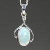 Natural Australian Crystal Opal Silver Pendant With Diamond