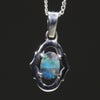 Natural Australian Solid Boulder Opal Silver Pendant