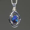 Natural Australian Solid Boulder Opal Silver Pendant