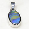 Natural Australian Boulder Opal Silver Pendant with Silver Chain (11.5mm x 7mm)  Code -SD178