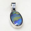 Natural Australian Boulder Opal Silver Pendant with Silver Chain (11.5mm x 7mm)  Code -SD178