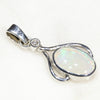 Natural Australian Crystal  Opal and Diamond Silver Pendant with Silver Chain Code -SD186