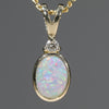 18k Gold Solid Boulder Opal Pendant With Diamond