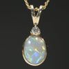 Natural Australian Lightning Ridge Opal Gold and Diamond Pendant