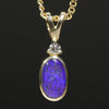 18k Gold Natural Boulder Opal Pendant with Natural Diamond
