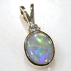 Natural Australian Opal and Diamond 18k Gold Pendant (7.5mm x 6mm) Code - PL36