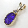 18k Gold- Solid Boulder Opal- Natural Diamond
