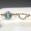 Natural Australian Solid Opal & Diamond Gold Engagement and Wedding Ring Set-  Size 7 Code- DWB4