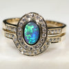 Natural Australian Solid Opal & Diamond Gold Engagement and Wedding Ring Set-  Size 7 Code- DWB4