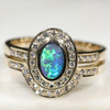 Natural Australian Solid Opal & Diamond Gold Engagement and Wedding Ring Set-  Size 7 Code- DWB4