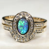 Natural Australian Solid Opal & Diamond Gold Engagement and Wedding Ring Set-  Size 7 Code- DWB4
