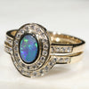 Natural Australian Solid Opal & Diamond Gold Engagement and Wedding Ring Set-  Size 7 Code- DWB4