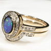 Natural Australian Solid Opal & Diamond Gold Engagement and Wedding Ring Set-  Size 7 Code- DWB4