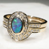 Natural Australian Solid Opal & Diamond Gold Engagement and Wedding Ring Set-  Size 7 Code- DWB4