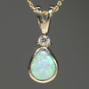 18k Gold Natural Boulder Opal Pendant with Diamond