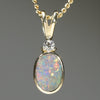 18k Gold Natural Australian Solid Boulder Opal Pendant with Diamond
