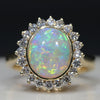 Natural Australian Solid Opal and Diamond Gold Ring - Size 7 Code - RL49