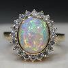 Natural Australian Solid Opal and Diamond Gold Ring - Size 7 Code - RL49