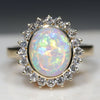 Natural Australian White Opal 18k Gold and Diamond Ring
