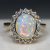 Natural Australian Solid Opal and Diamond Gold Ring - Size 7 Code - RL49